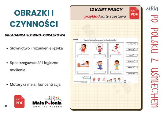 OBRAZKI I CZYNNOŚCI (plik PDF) - układanka słowno-obrazkowa
