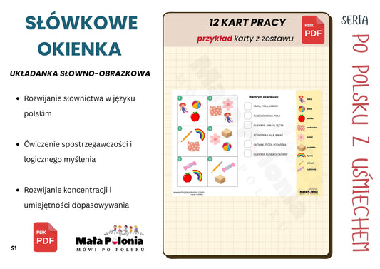 SŁÓWKOWE OKIENKA (plik PDF) - wyszukiwanka logiczno - obrazkowa